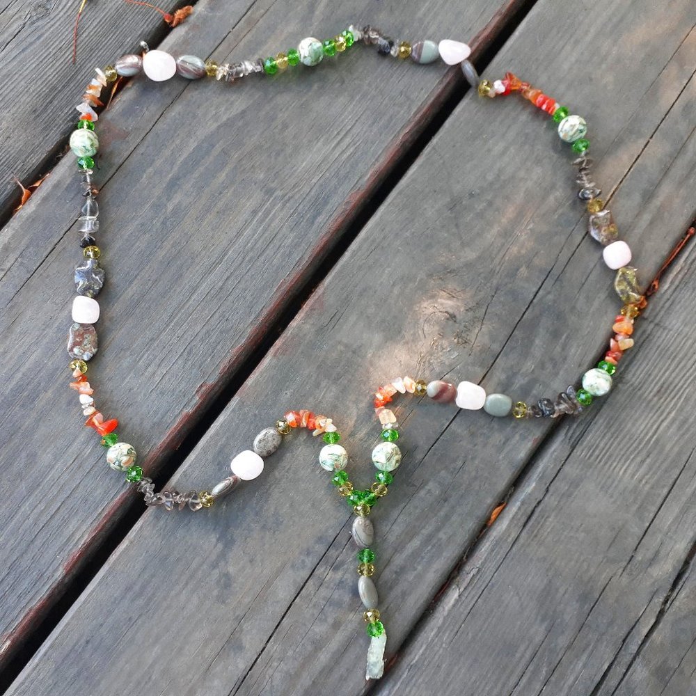 Rose Quartz Jasper Kyanite Necklace
